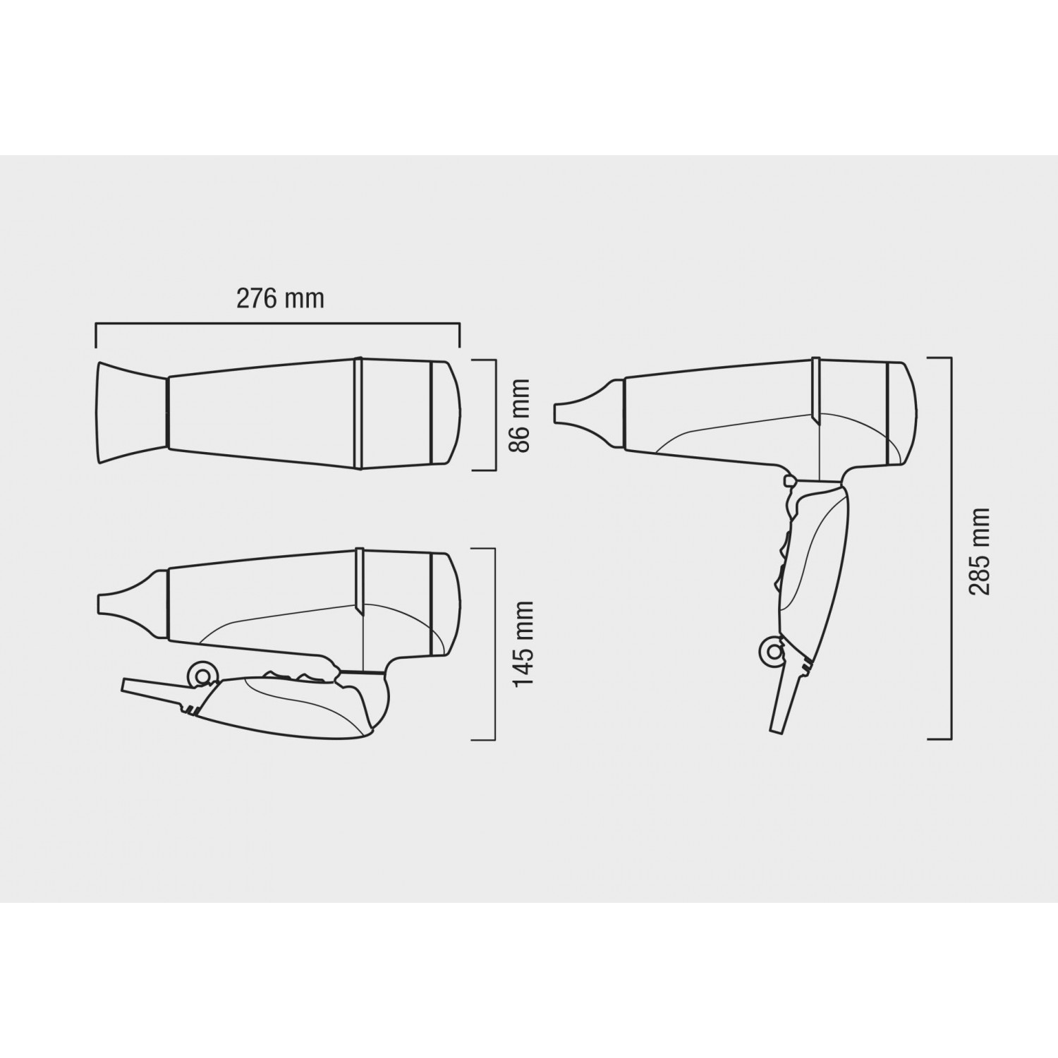 Складной фен Valera Swiss Light 5400 Fold-Away (SL 5400 TF) размеры Складной фен Valera Swiss Light 5400 Fold-Away (SL 5400 TF) размеры